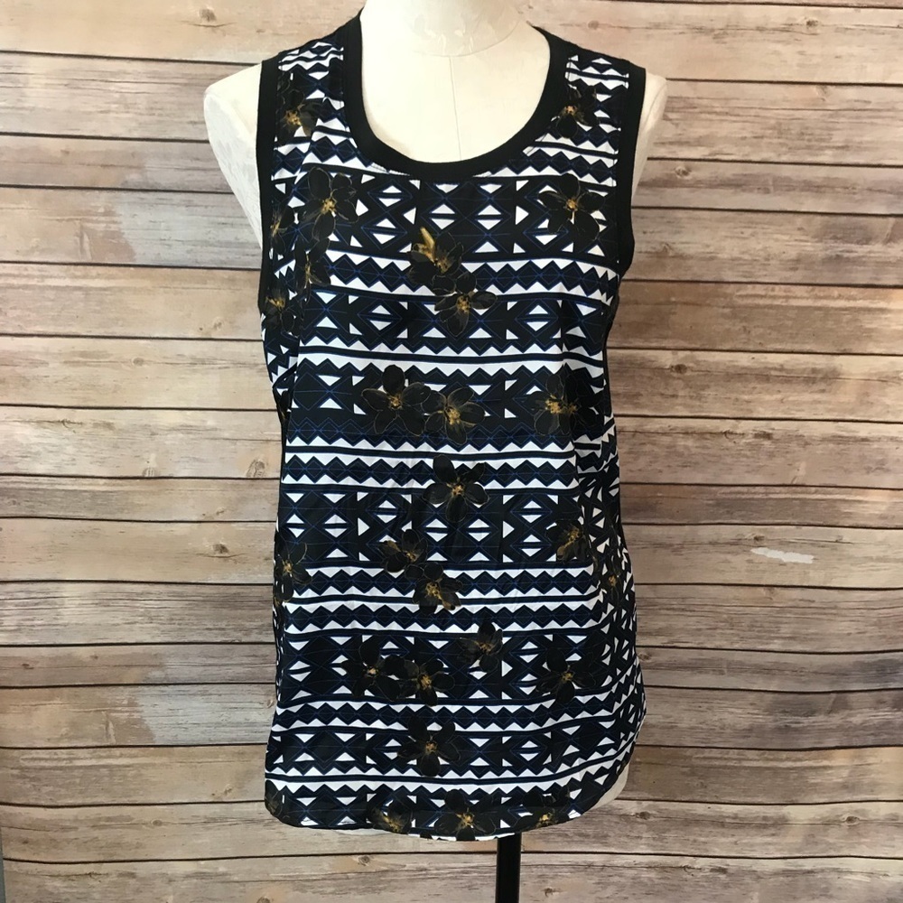 J Crew Floral Tank Top Printed Panel Front Small